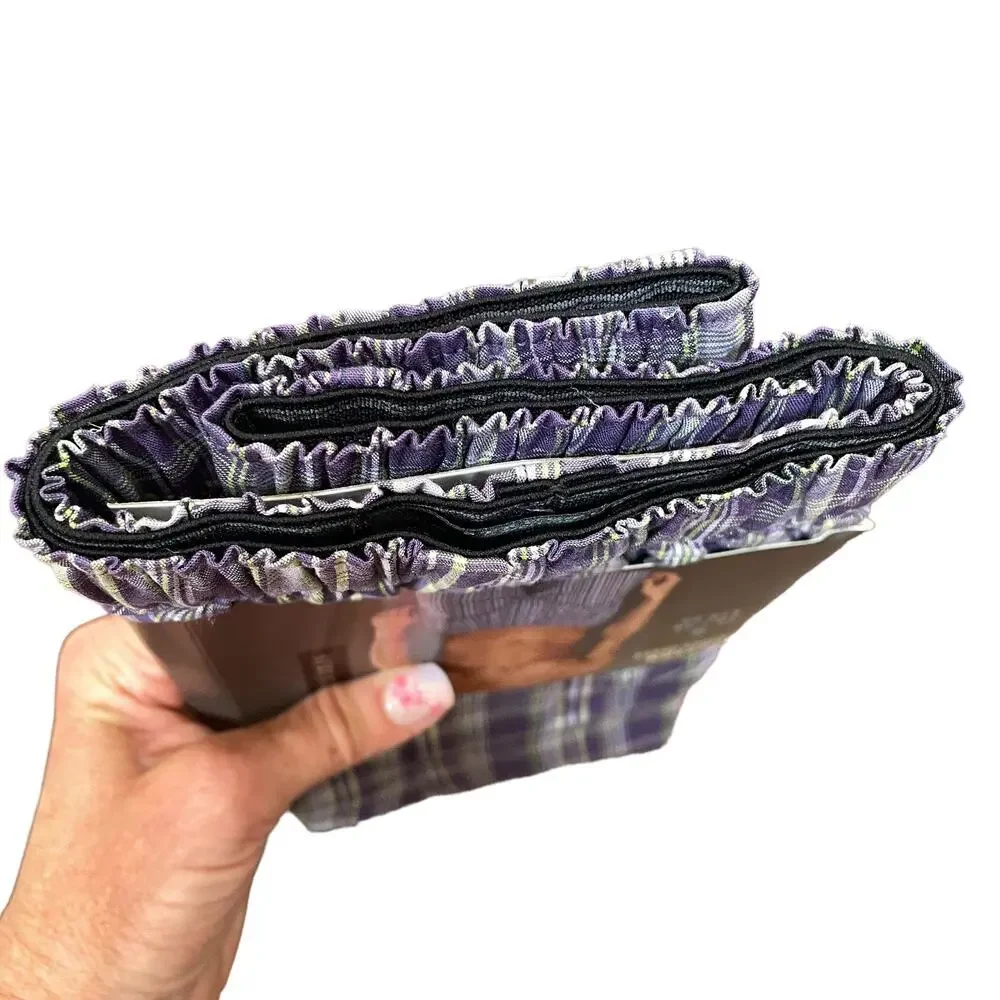 Vintage Structure Boxer Men Small 28/30 Cotton Woven Purple Plaid NOS Sears READ